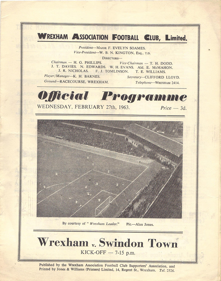 <b>Wednesday, February 27, 1963</b><br />vs. Wrexham (Away)